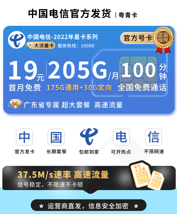 广东电信粤青卡套餐详情